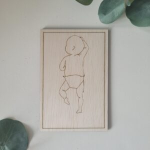 Geboortebordje – Lijntekening Baby (Staand)