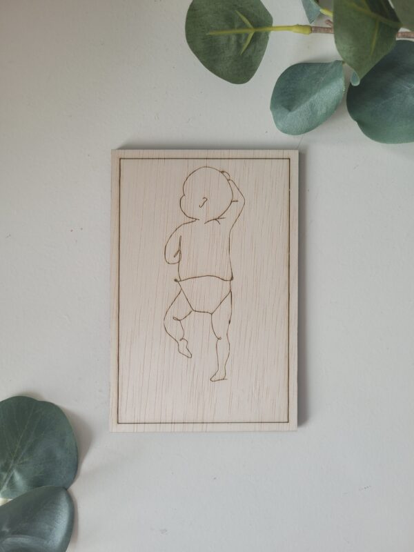 Geboortebordje – Lijntekening Baby (Staand)
