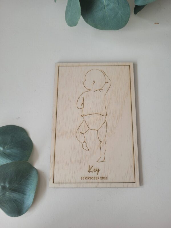 Geboortebordje – Lijntekening Baby (Staand) - Afbeelding 3