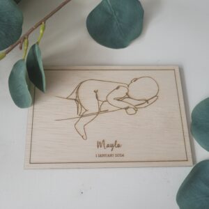 Geboortebordje – Lijntekening Baby (Liggend)