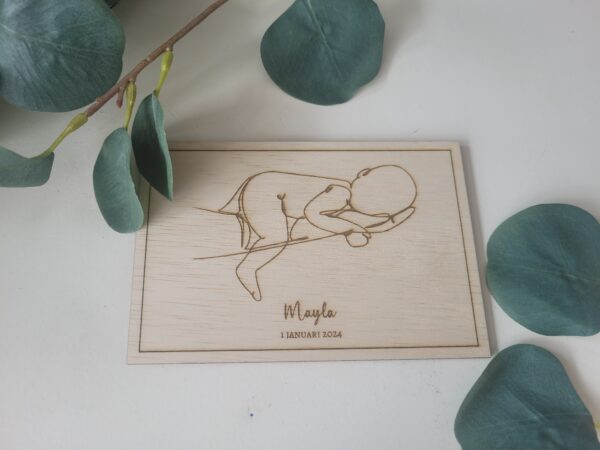 Geboortebordje – Lijntekening Baby (Liggend)