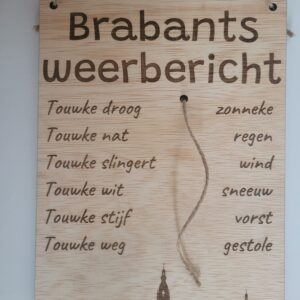 Tuinbordje - weerbericht Brabant